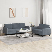 2-dijelni set sofa tamnosivi baršunasti Siva