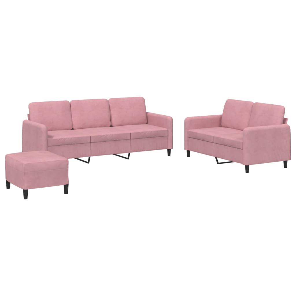 3-dijelni set sofa ružičasti baršunasti