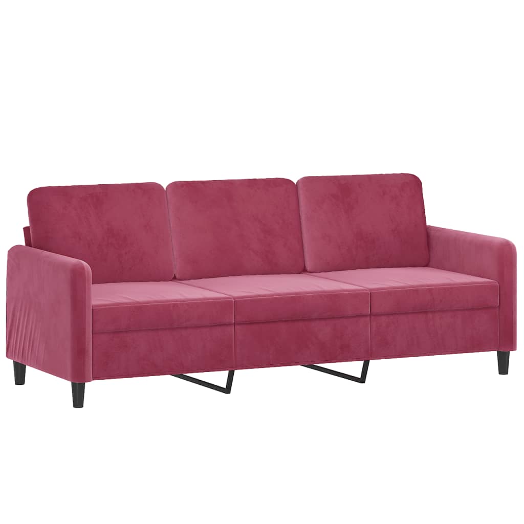 3-dijelni set sofa crvena boja vina baršunasti