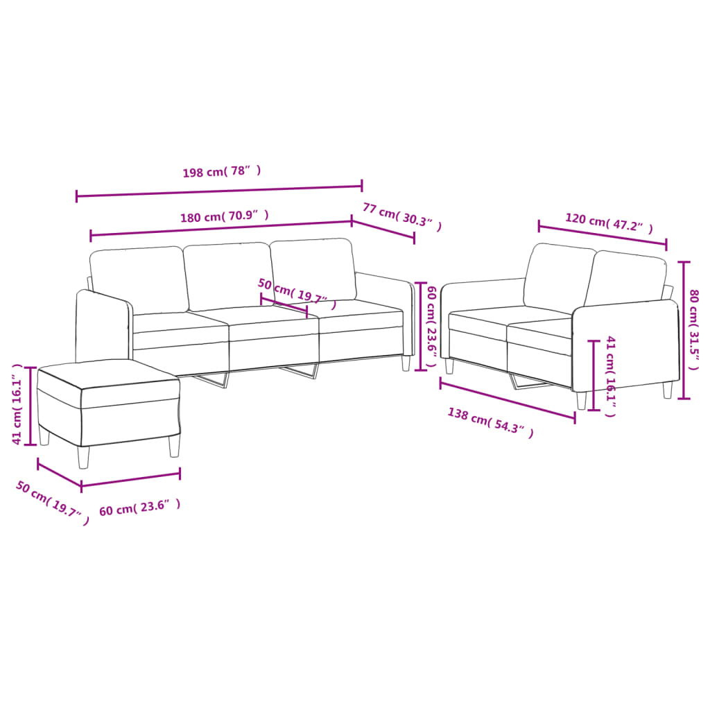 3-dijelni set sofa crvena boja vina baršunasti