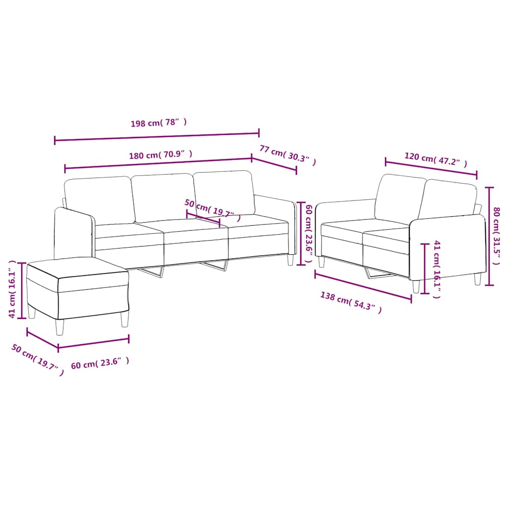 3-dijelni set sofa s žuti baršunast