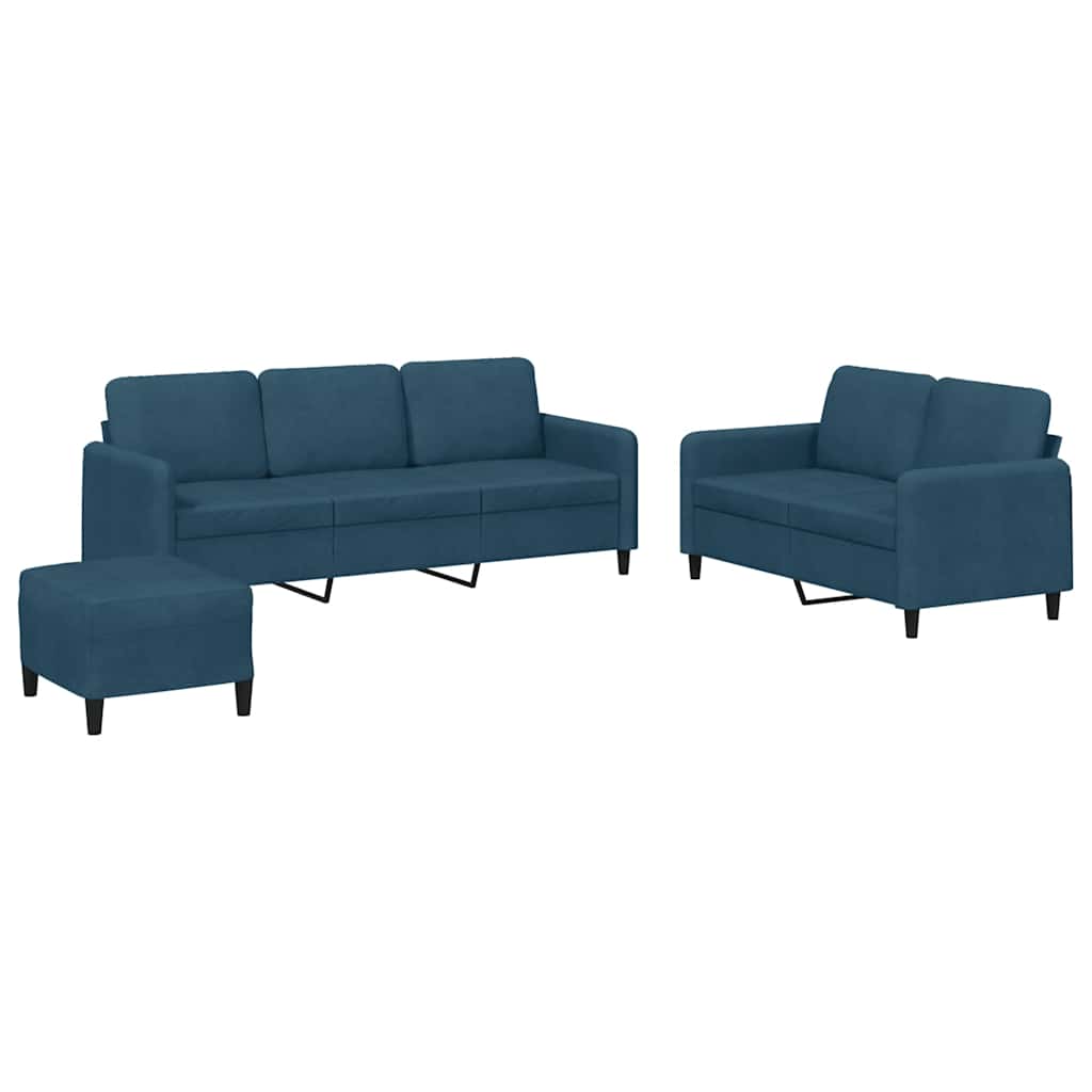 3-dijelni set sofa plavi baršunasti