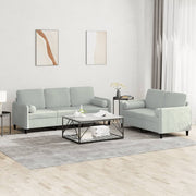 2-dijelni set sofa s jastucima svjetlosivi baršunasti