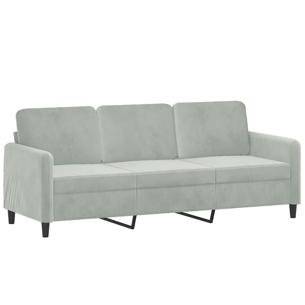 3-dijelni set sofa s jastucima svjetlosivi baršunasti
