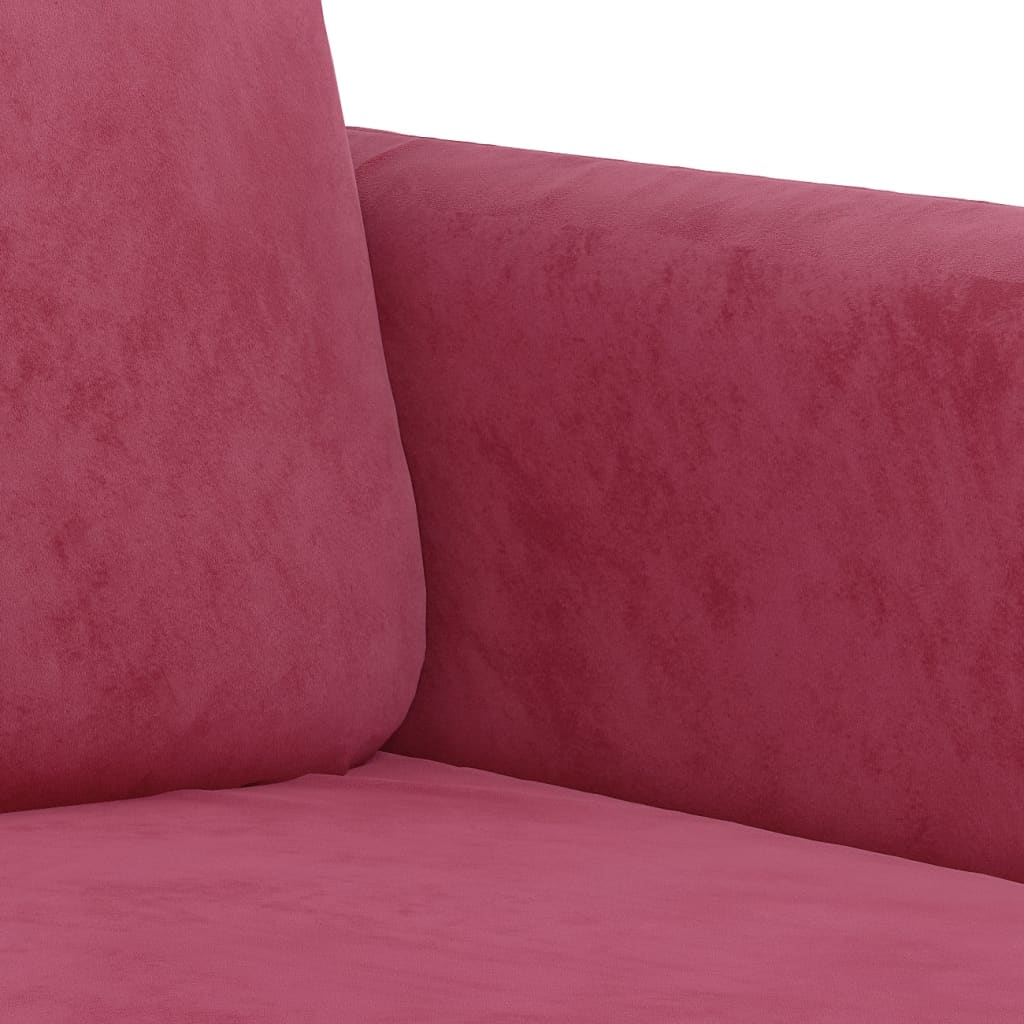 3-dijelni set sofa s jastucima crvena boja vina baršunasti