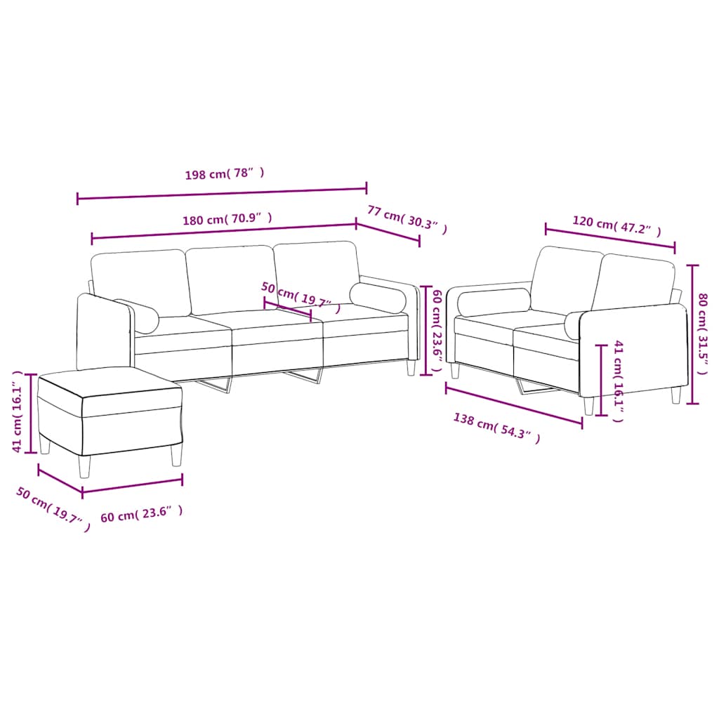 3-dijelni set sofa s jastucima žuti baršunasti