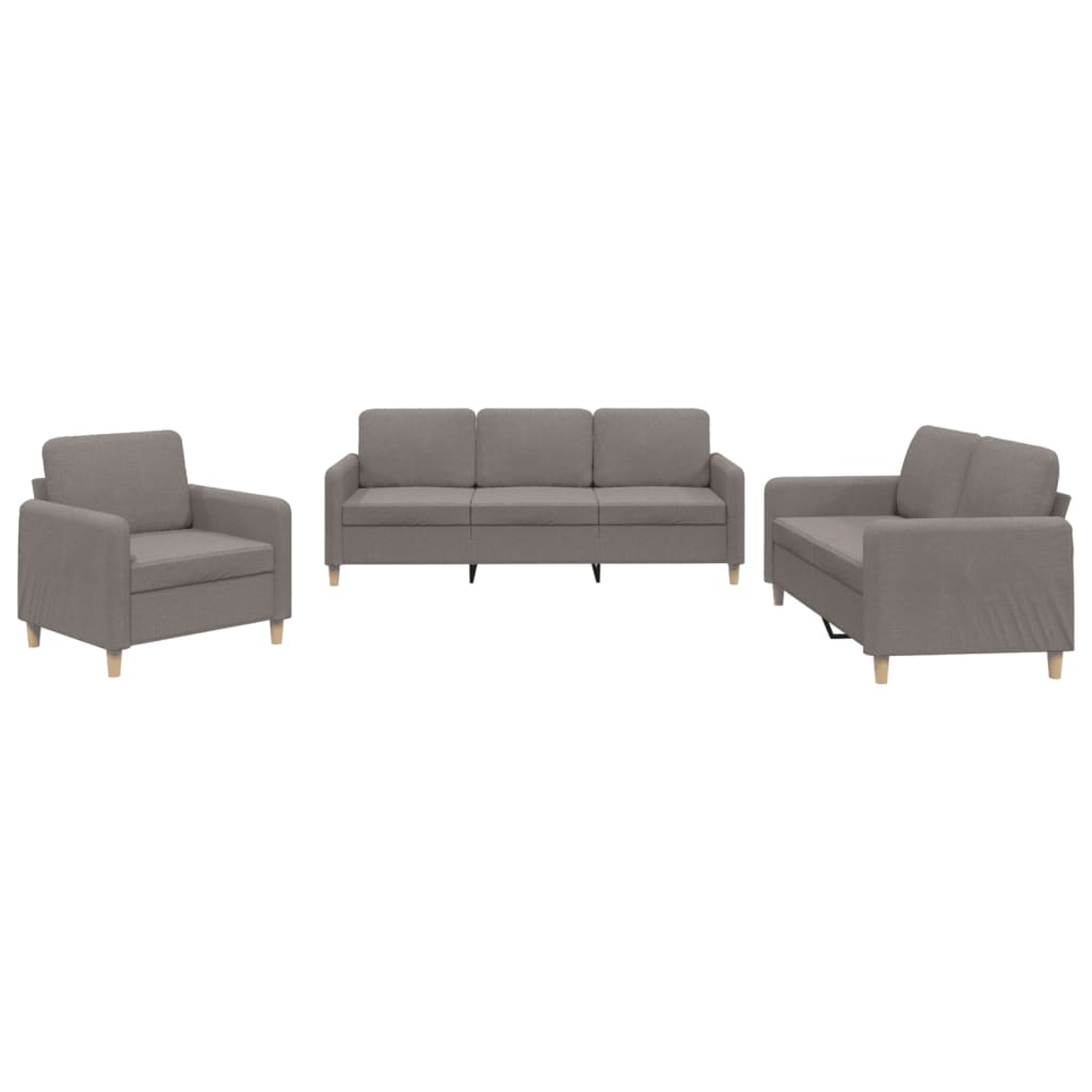 3-dijelni set sofa s jastucima smeđesivi od tkanine