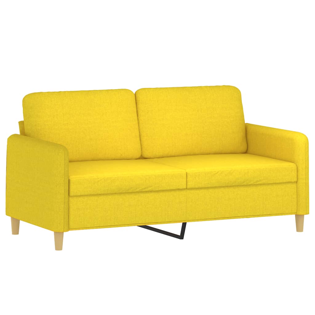2-dijelni set sofa s jastucima svjetložuti od tkanine