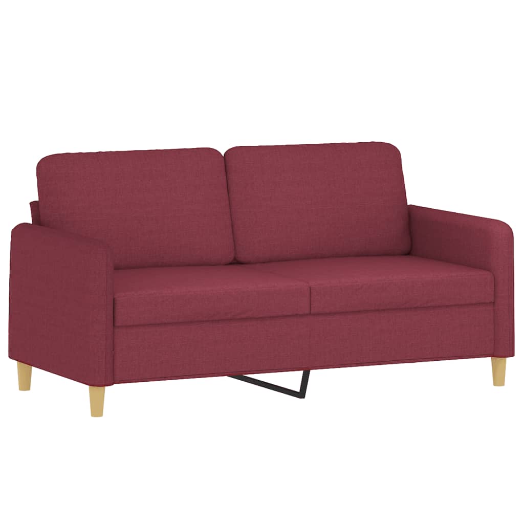 2-dijelni set sofa s jastucima crvena boja vina od tkanine