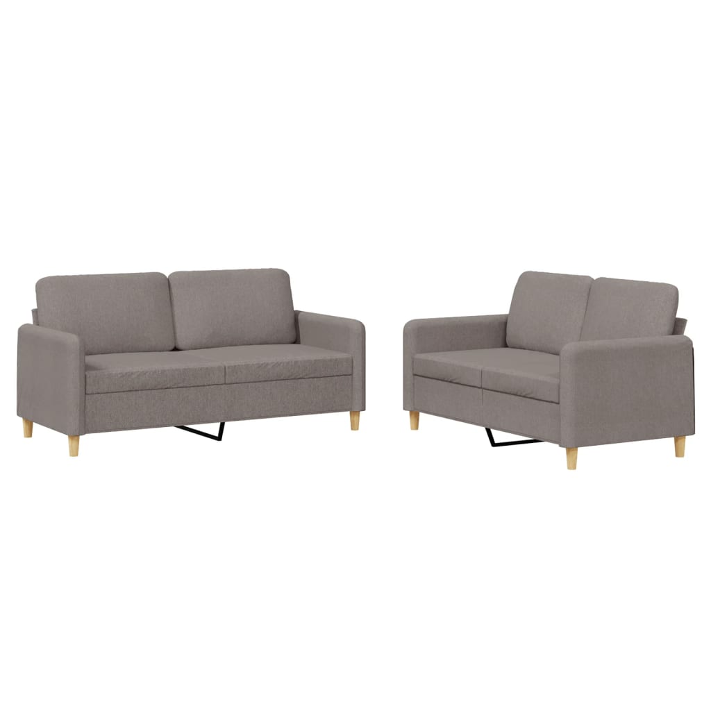 2-dijelni set sofa s jastucima smeđesivi od tkanine