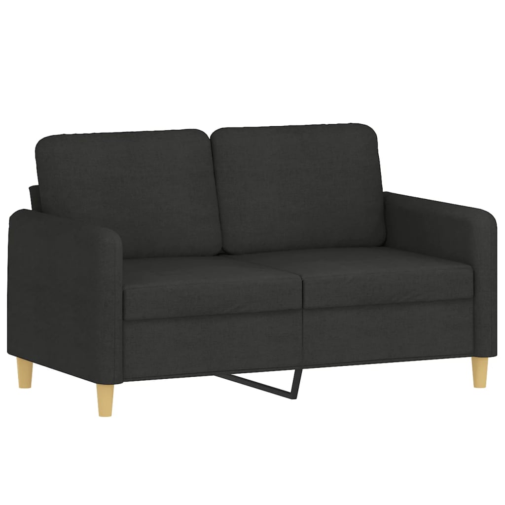 2-dijelni set sofa s jastucima crni od tkanine