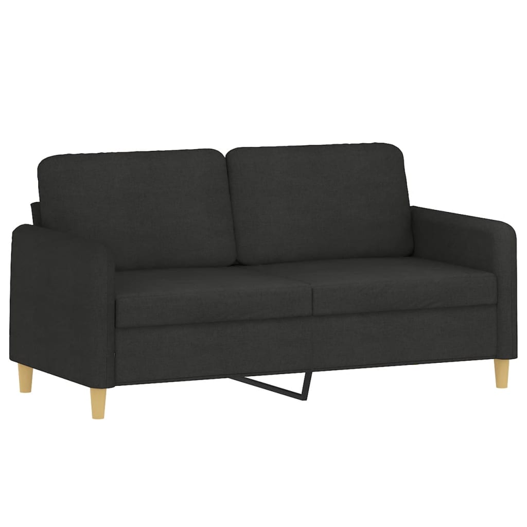 2-dijelni set sofa s jastucima crni od tkanine