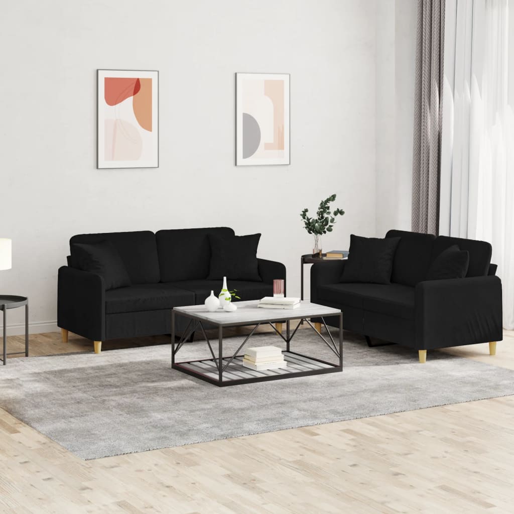 2-dijelni set sofa s jastucima od tkanine