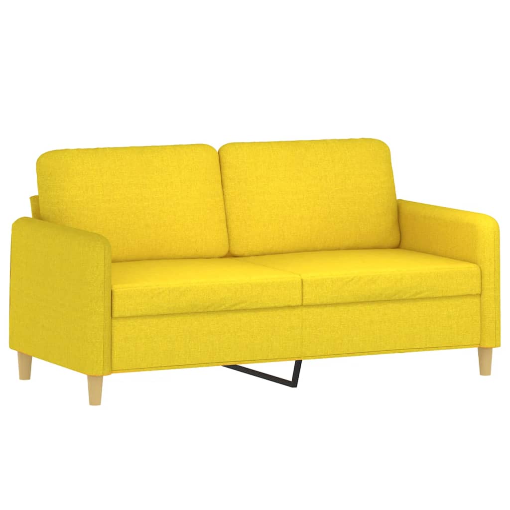 2-dijelni set sofa s jastucima svjetložuti od tkanine