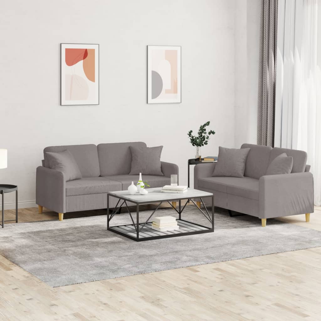 2-dijelni set sofa s jastucima od tkanine