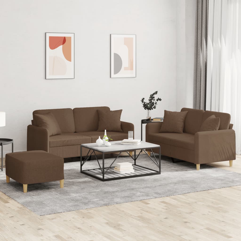 2-dijelni set sofa s jastucima od tkanine