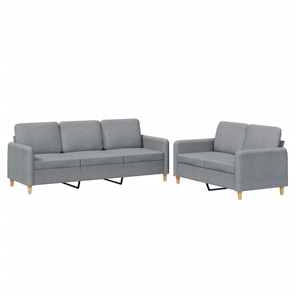 2-dijelni set sofa s jastucima svjetlosivi od tkanine