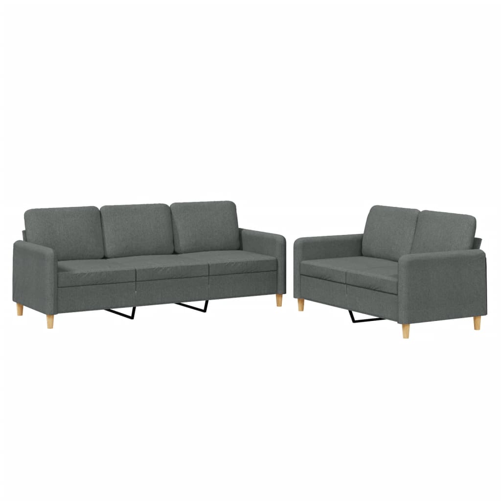2-dijelni set sofa s jastucima tamnosivi od tkanine