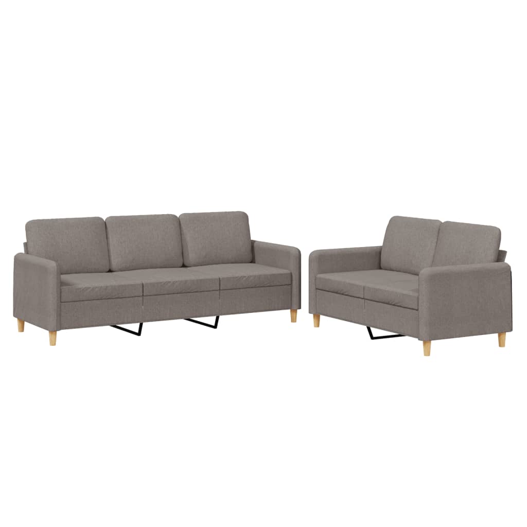 2-dijelni set sofa s jastucima smeđesivi od tkanine