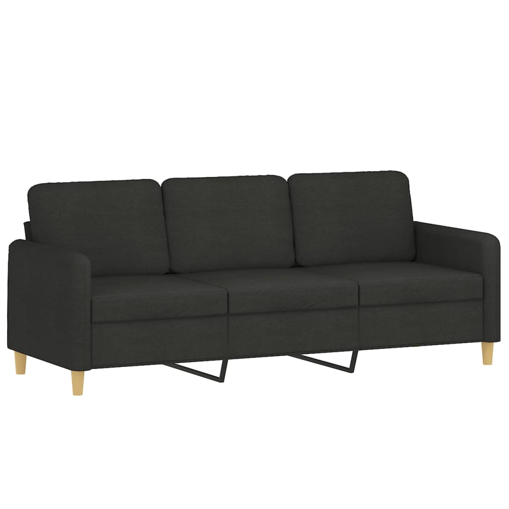 3-dijelni set sofa s jastucima crni od tkanine