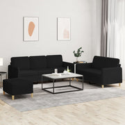 3-dijelni set sofa s jastucima crni od tkanine