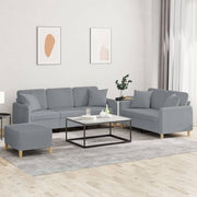 3-dijelni set sofa s jastucima svjetlosivi od tkanine