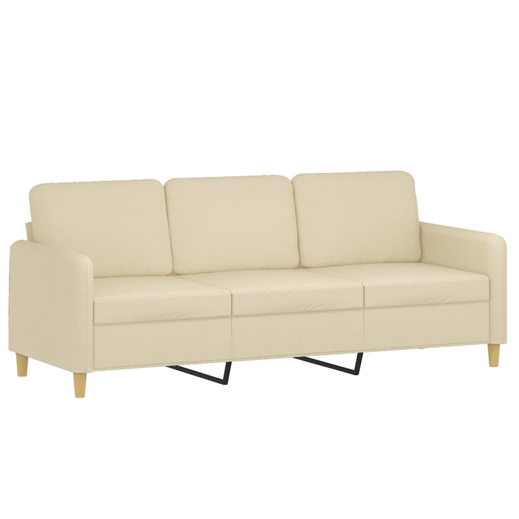 3-dijelni set sofa s jastucima krem od mikrovlakana