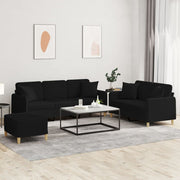 3-dijelni set sofa s jastucima crni od mikrovlakana