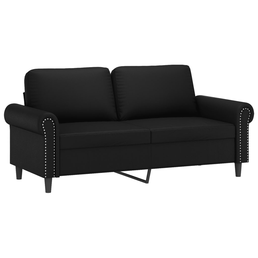 2-dijelni set sofa s jastucima crni od umjetne kože