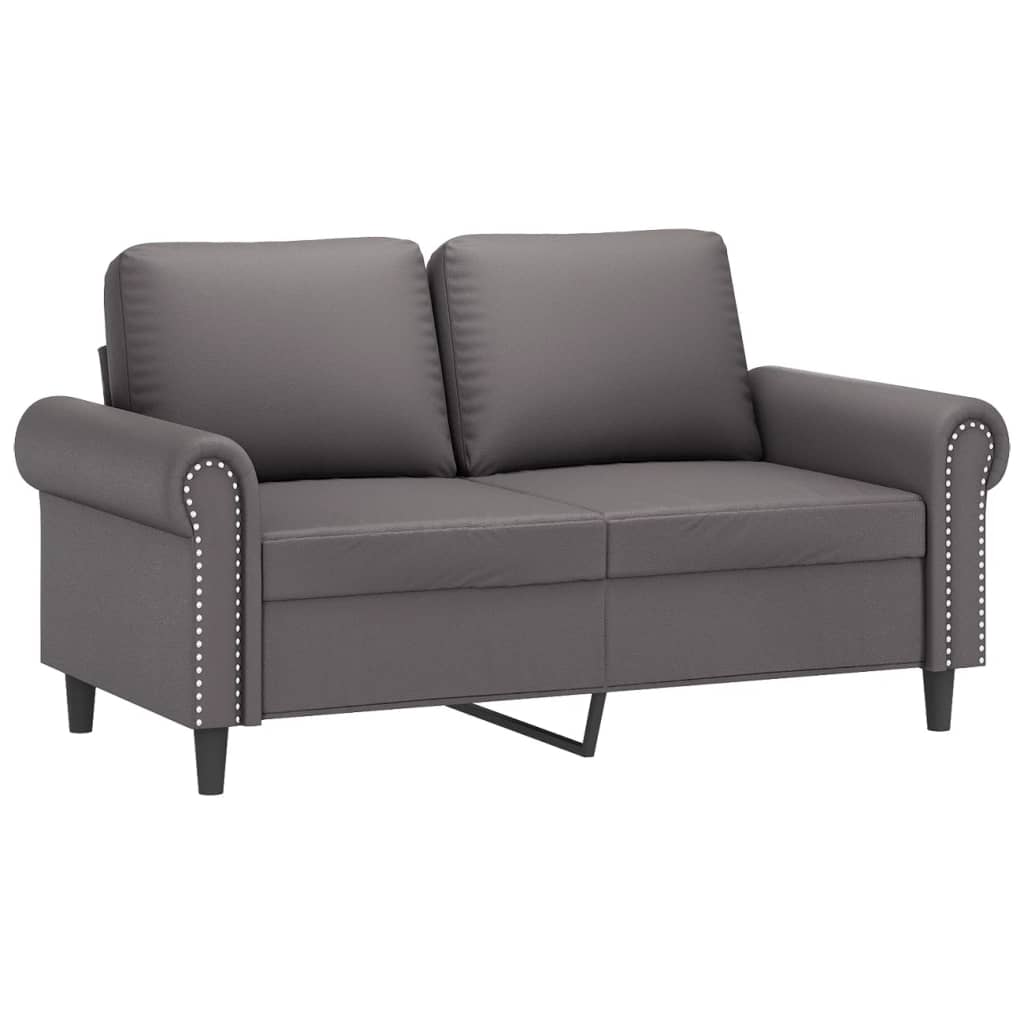 2-dijelni set sofa s jastucima sivi od umjetne kože