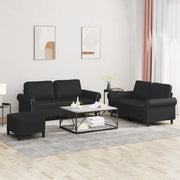 3-dijelni set sofa s jastucima crni od umjetne kože Crna