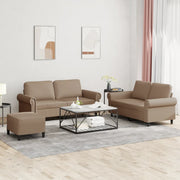 3-dijelni set sofa s jastucima boja cappuccina od umjetne kože