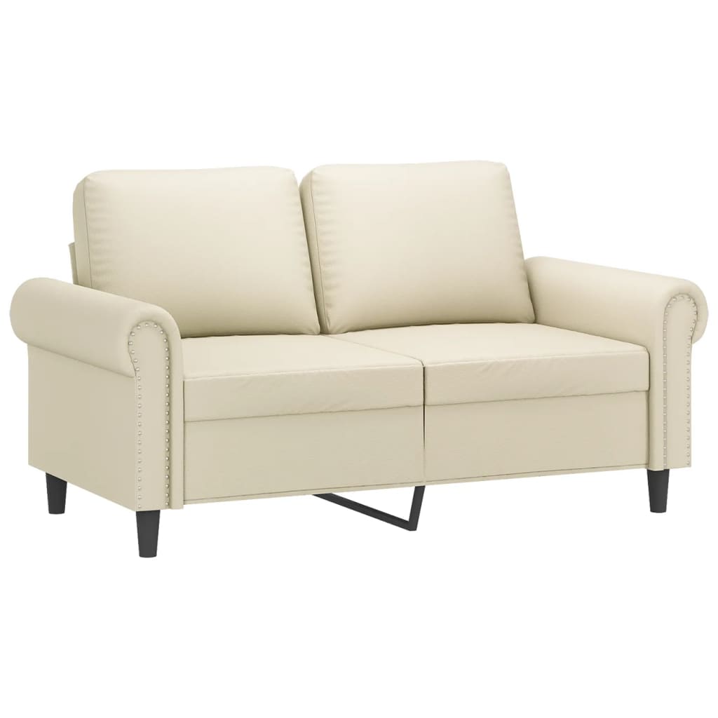 2-dijelni set sofa s jastucima krem od umjetne kože