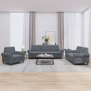 3-dijelni set sofa s jastucima tamnosivi baršunasti