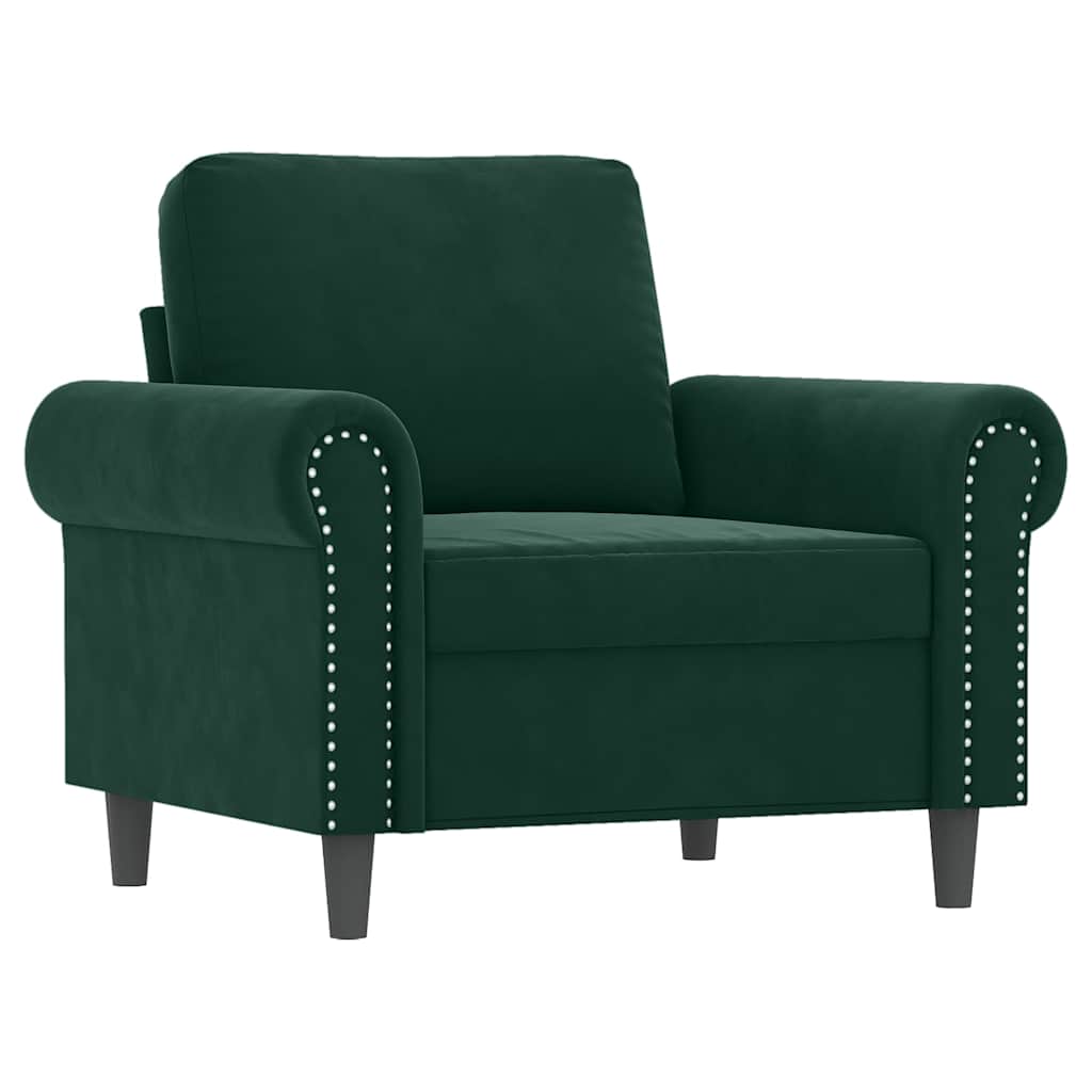 3-dijelni set sofa s jastucima tamnozeleni baršunasti
