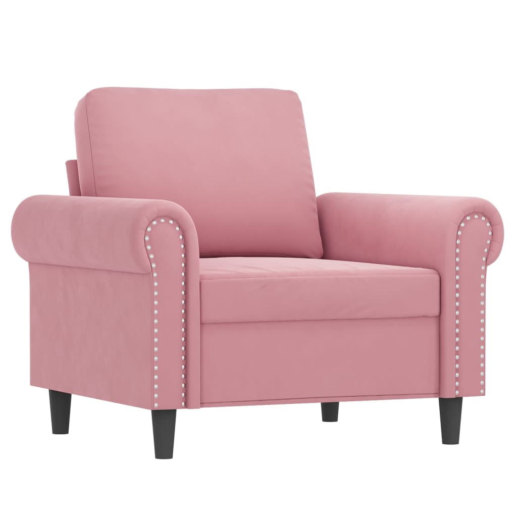 4-dijelni set sofa s jastucima ružičasti baršunasti