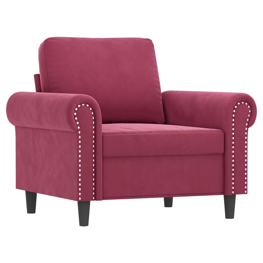 4-dijelni set sofa s jastucima crvena boja vina baršunasti