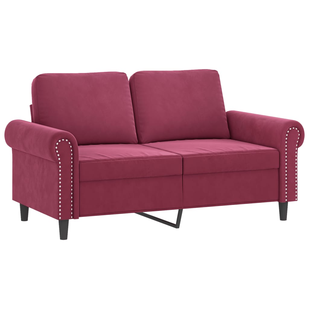 4-dijelni set sofa s jastucima crvena boja vina baršunasti