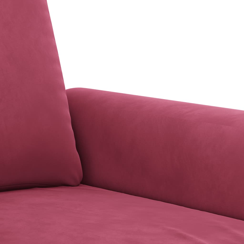 4-dijelni set sofa s jastucima crvena boja vina baršunasti