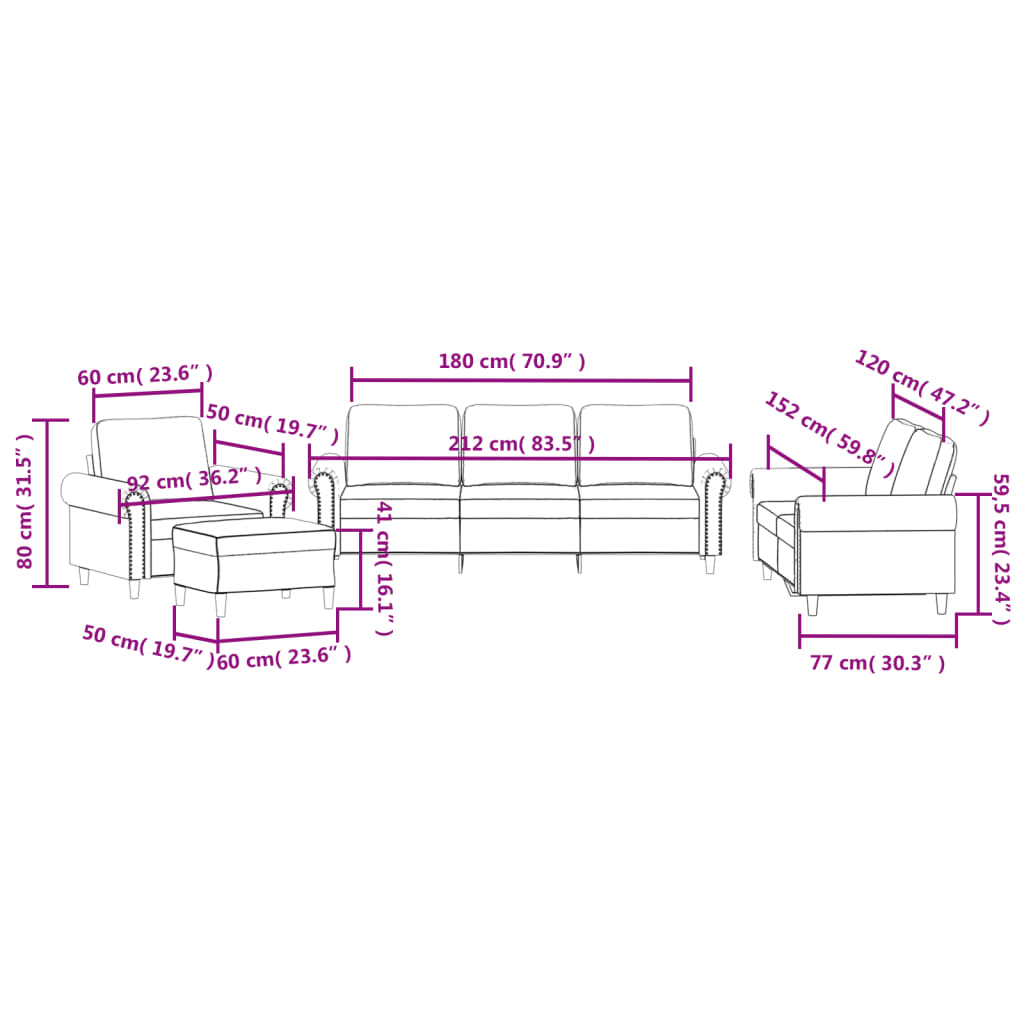 4-dijelni set sofa s jastucima crvena boja vina baršunasti