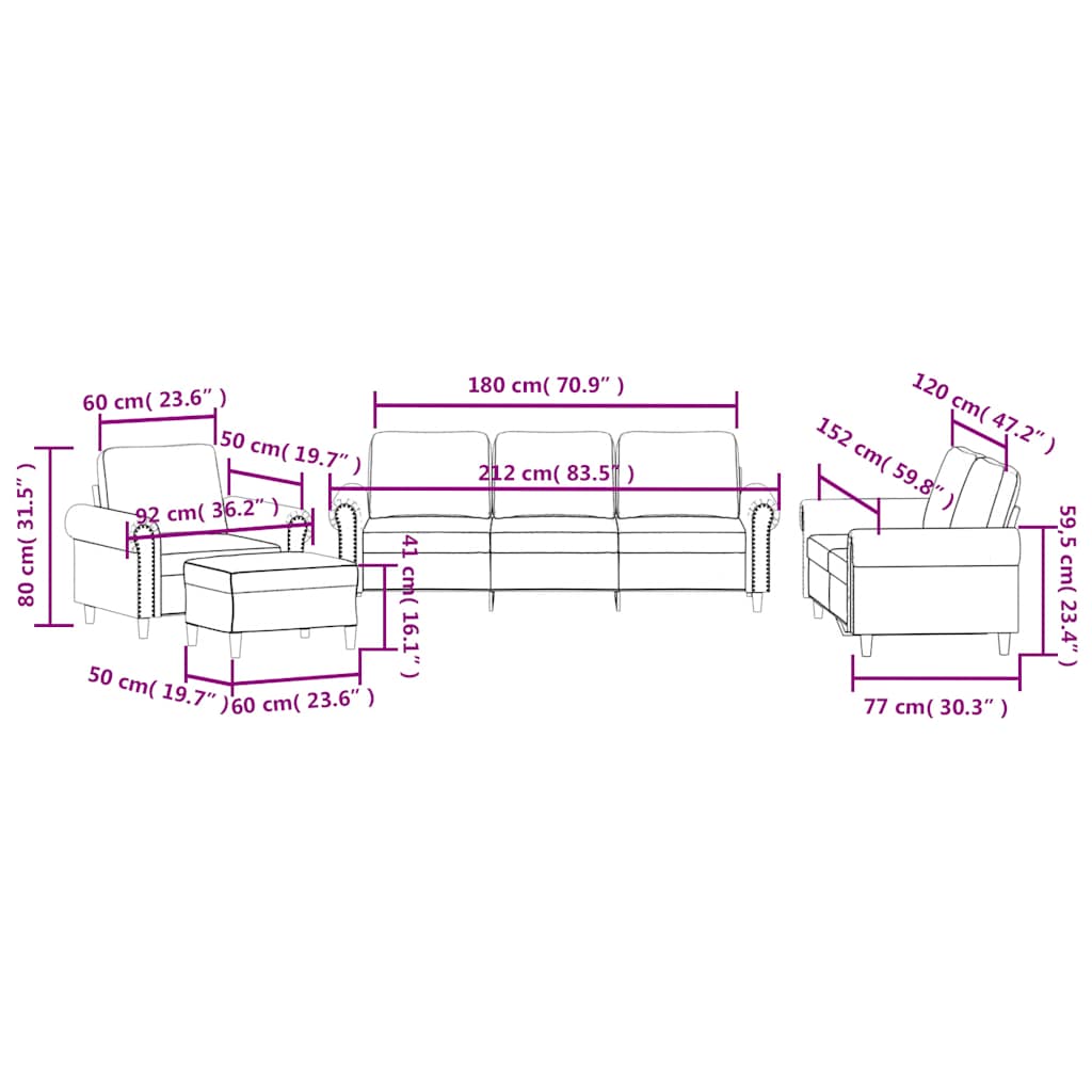 4-dijelni set sofa s jastucima crni baršunasti