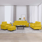 4-dijelni set sofa s jastucima žuti baršunasti