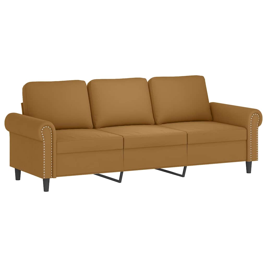 4-dijelni set sofa s jastucima smeđi baršunasti