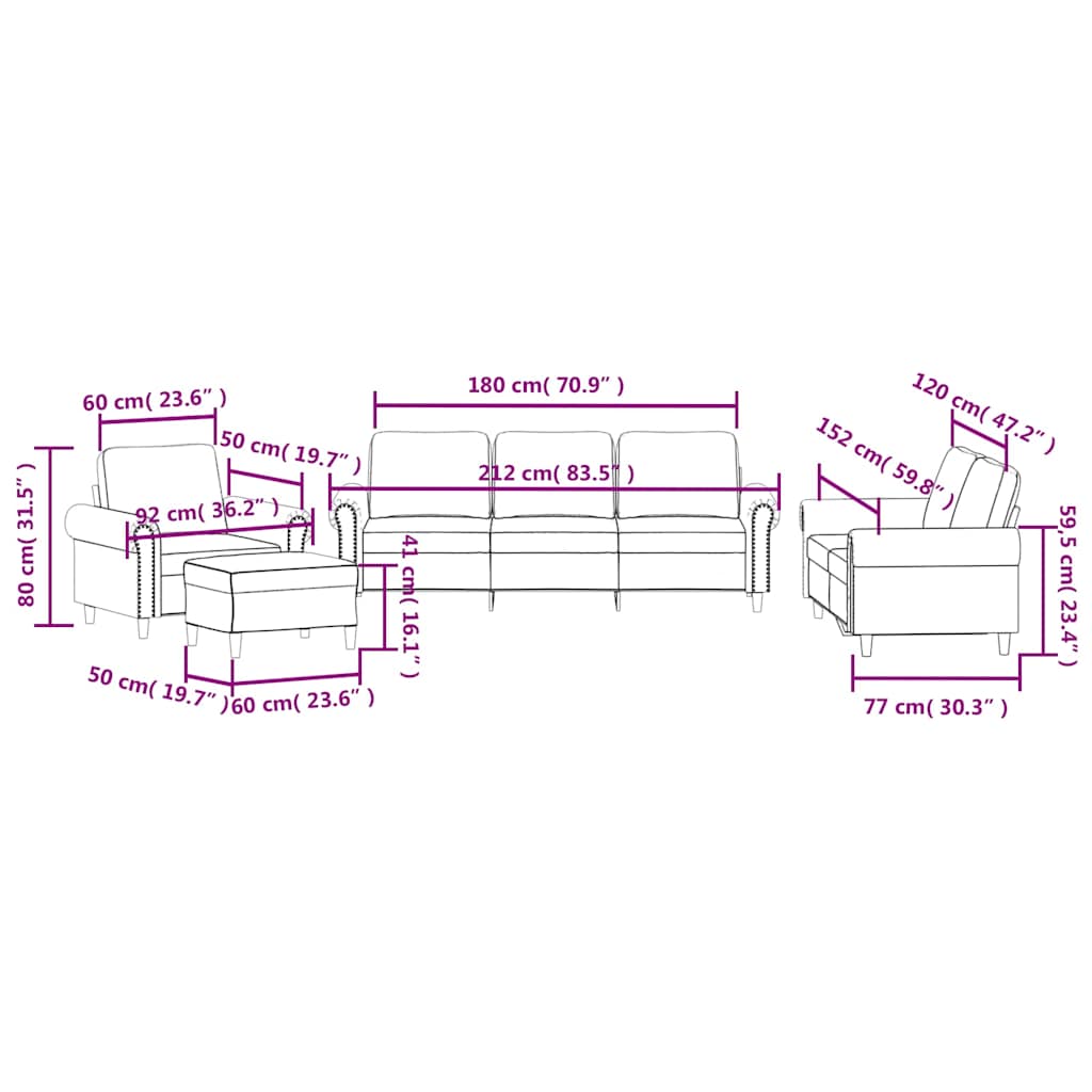 4-dijelni set sofa s jastucima smeđi baršunasti