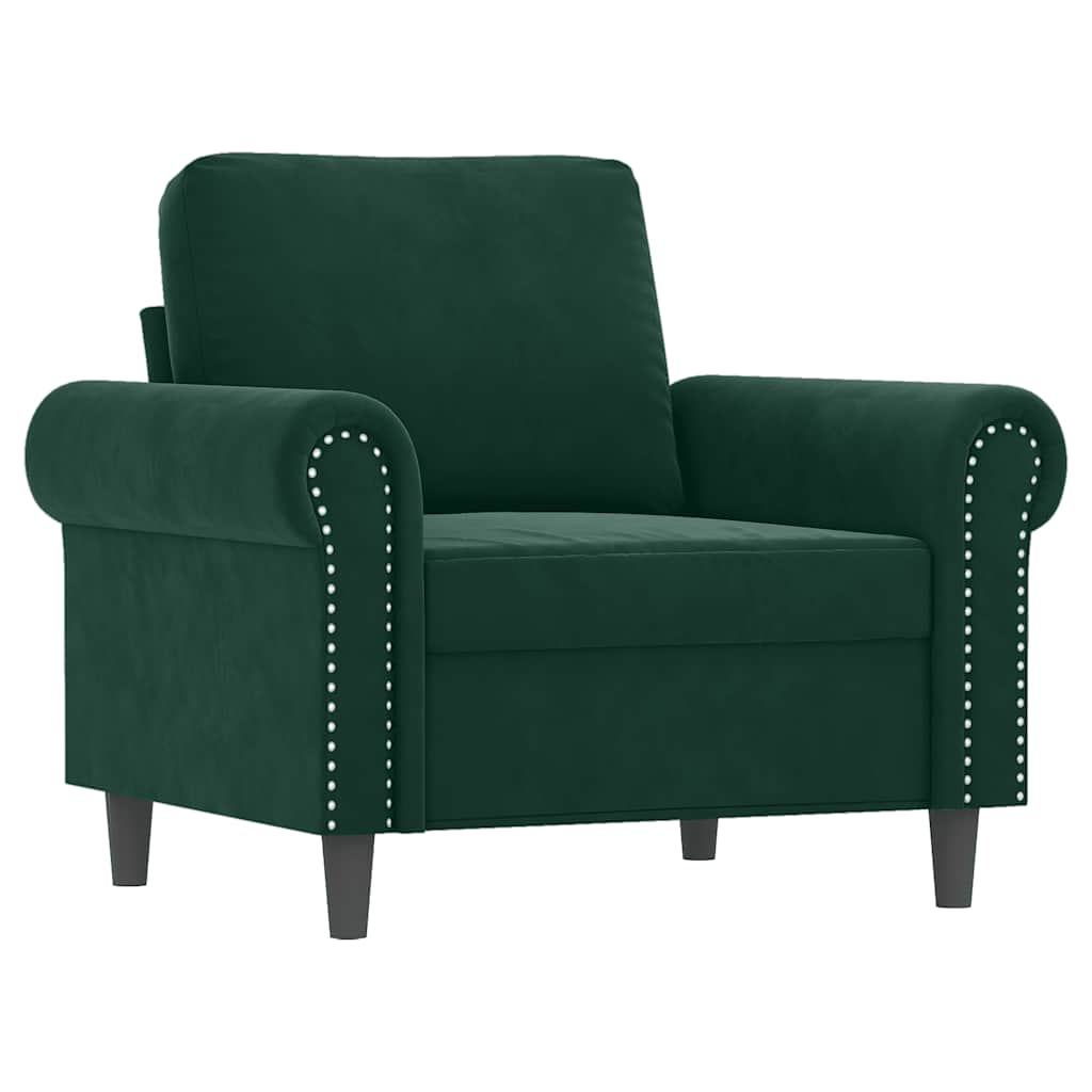 3-dijelni set sofa s jastucima tamnozeleni baršunasti