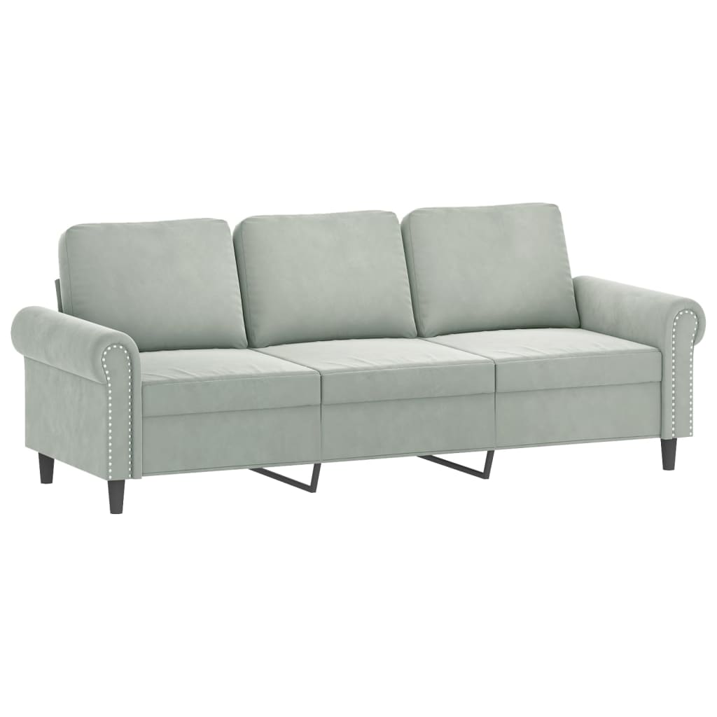 4-dijelni set sofa s jastucima svjetlosivi baršunasti