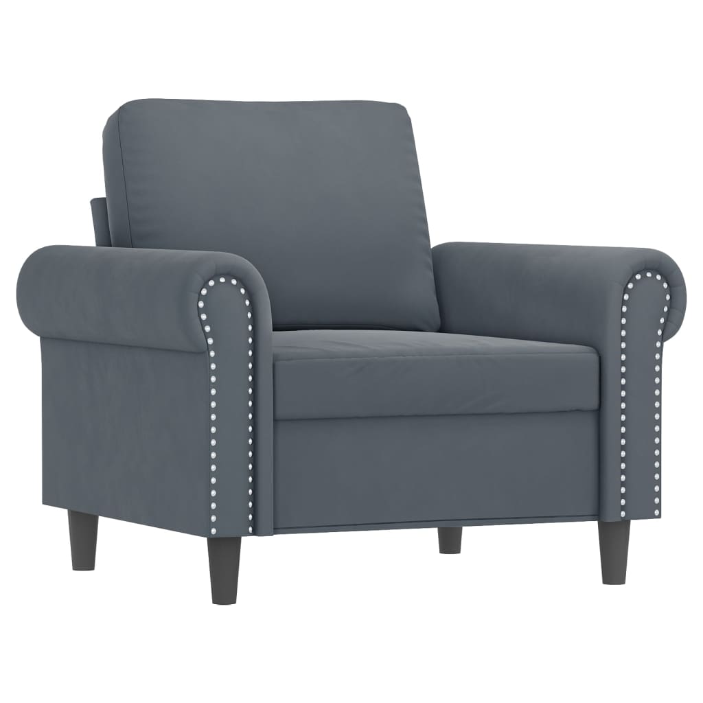 4-dijelni set sofa s jastucima tamnosivi baršunasti
