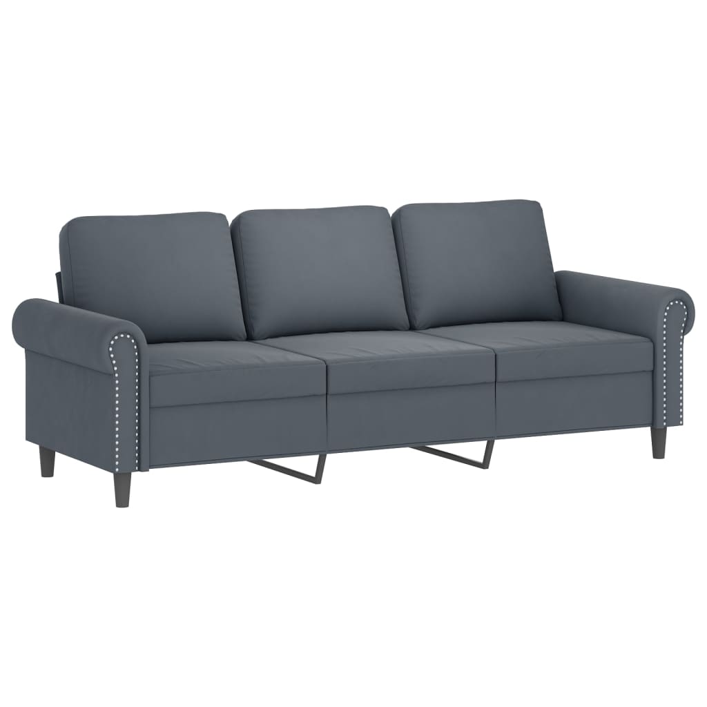 4-dijelni set sofa s jastucima tamnosivi baršunasti
