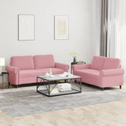2-dijelni set sofa s jastucima ružičasti baršunasti