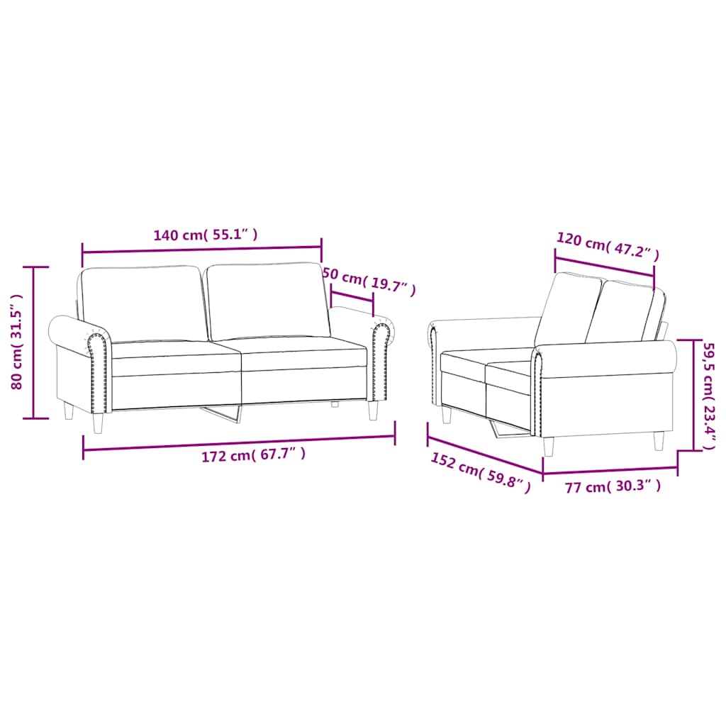2-dijelni set sofa s jastucima crni baršunasti